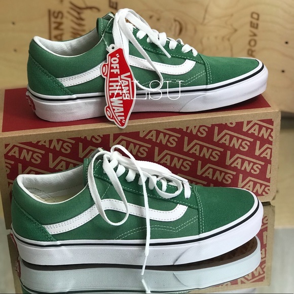 VANS Old Skool Deep Grass Green True White W - Picture 2 of 8